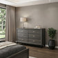 58" Gray Wood Six Drawer Double Dresser