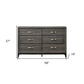 58" Gray Wood Six Drawer Double Dresser