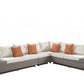Beige Polyester Modular L Shaped Four Piece Standard With Console And Toss Pillows
