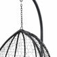 38" Black Metal Swing Chair With Beige Cushion