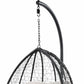 38" Black Metal Swing Chair With Beige Cushion
