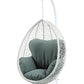 38" Black Metal Swing Chair With Beige Cushion