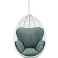 38" White Metal Swing Chair With Green Cushion