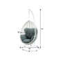 38" Black Metal Swing Chair With Beige Cushion