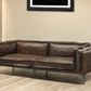 94" Chocolate Top Grain Leather Sofa With Dark Brown Legs