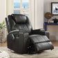 34" Black Leather Match Power Heated Massage Recliner