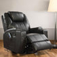 34" Black Leather Match Power Heated Massage Recliner