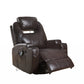 34" Black Leather Match Power Heated Massage Recliner