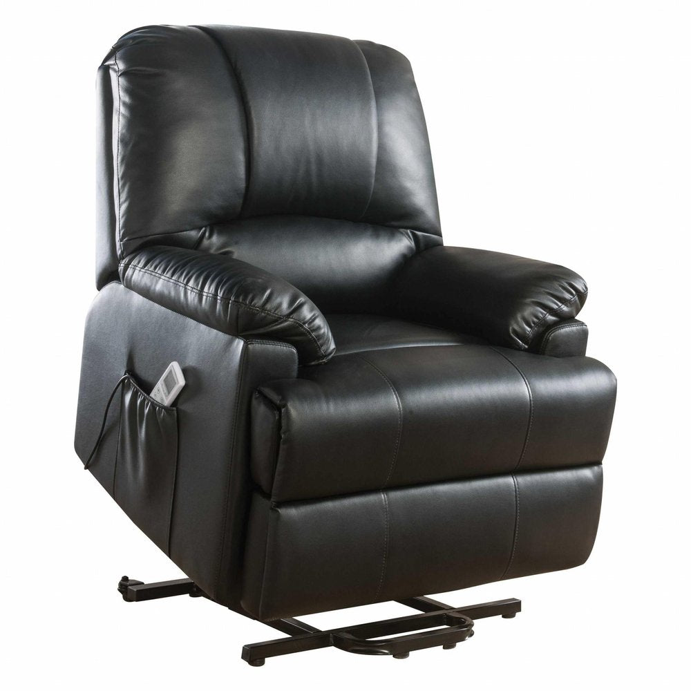 34" Beige Faux Leather Power Massage Lift Assist Recliner