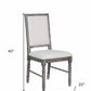 Set of Two Cream and Gray Upholstered Linen Dining Side Chairs