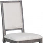 Set of Two Cream and Gray Upholstered Linen Dining Side Chairs