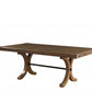 64" Brown Solid Wood Removable Leaf Trestle Base Dining Table