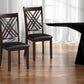 Set of Two Black Upholstered Faux Leather Cross Back Dining Side Chairs