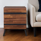 23" Black And Brown Wood And Iron End Table With Two Drawers