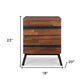 23" Black And Brown Wood And Iron End Table With Two Drawers