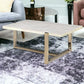 43" White and Gold Faux Marble And Iron Frame Coffee Table