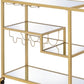 40" Clear and Gold Glass and Iron Rolling Prep Table