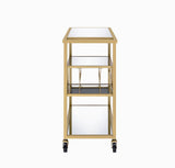 40" Clear and Gold Glass and Iron Rolling Prep Table
