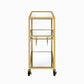 40" Clear and Gold Glass and Iron Rolling Prep Table