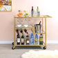40" Clear and Gold Glass and Iron Rolling Prep Table