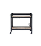 Black and Natural 32" Rolling Prep Table With Storage
