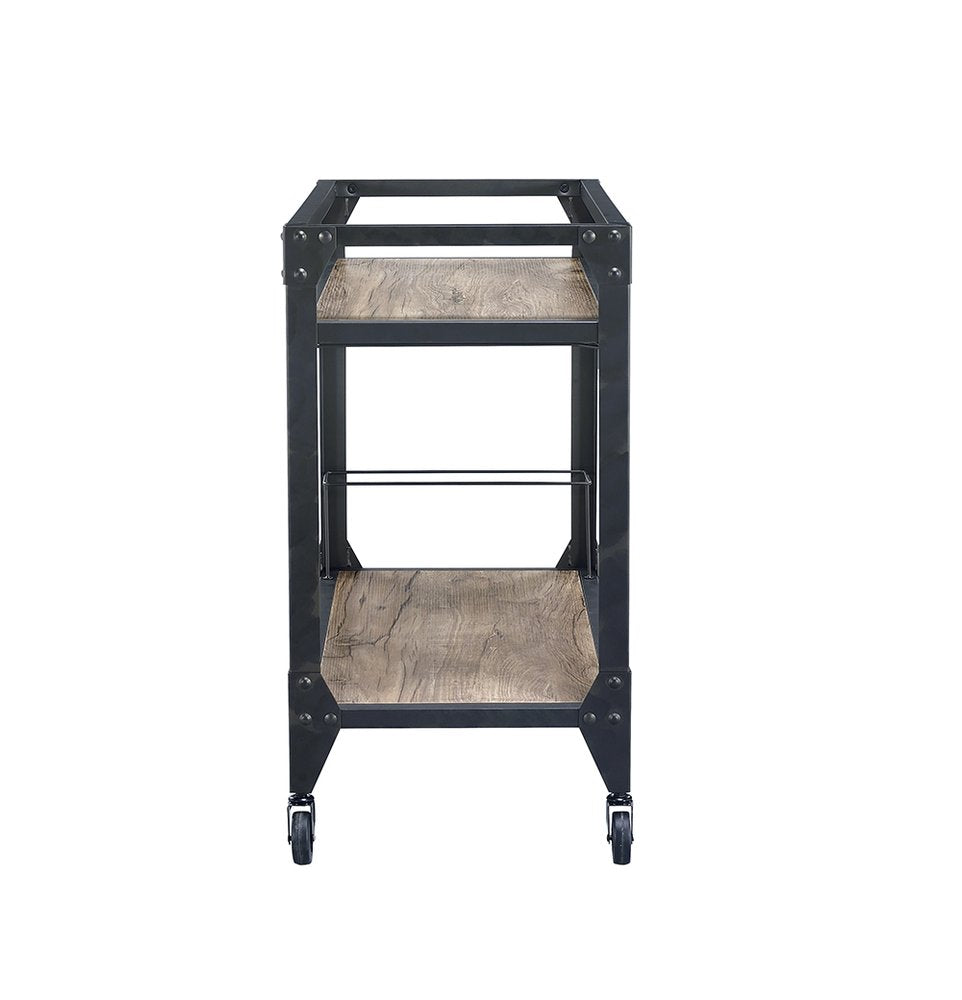 Black and Natural 32" Rolling Prep Table With Storage