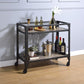 Black and Natural 32" Rolling Prep Table With Storage