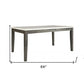 64" White And Gray Marble And Solid Wood Dining Table