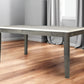 64" White And Gray Marble And Solid Wood Dining Table