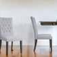 Set of Two Tufted Gray Upholstered Fabric Dining Side Chairs