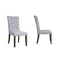 Set of Two Tufted Gray Upholstered Fabric Dining Side Chairs