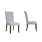 Set of Two Tufted Gray Upholstered Fabric Dining Side Chairs
