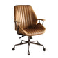 Coffee and Black Adjustable Swivel Faux Leather Rolling Office Chair