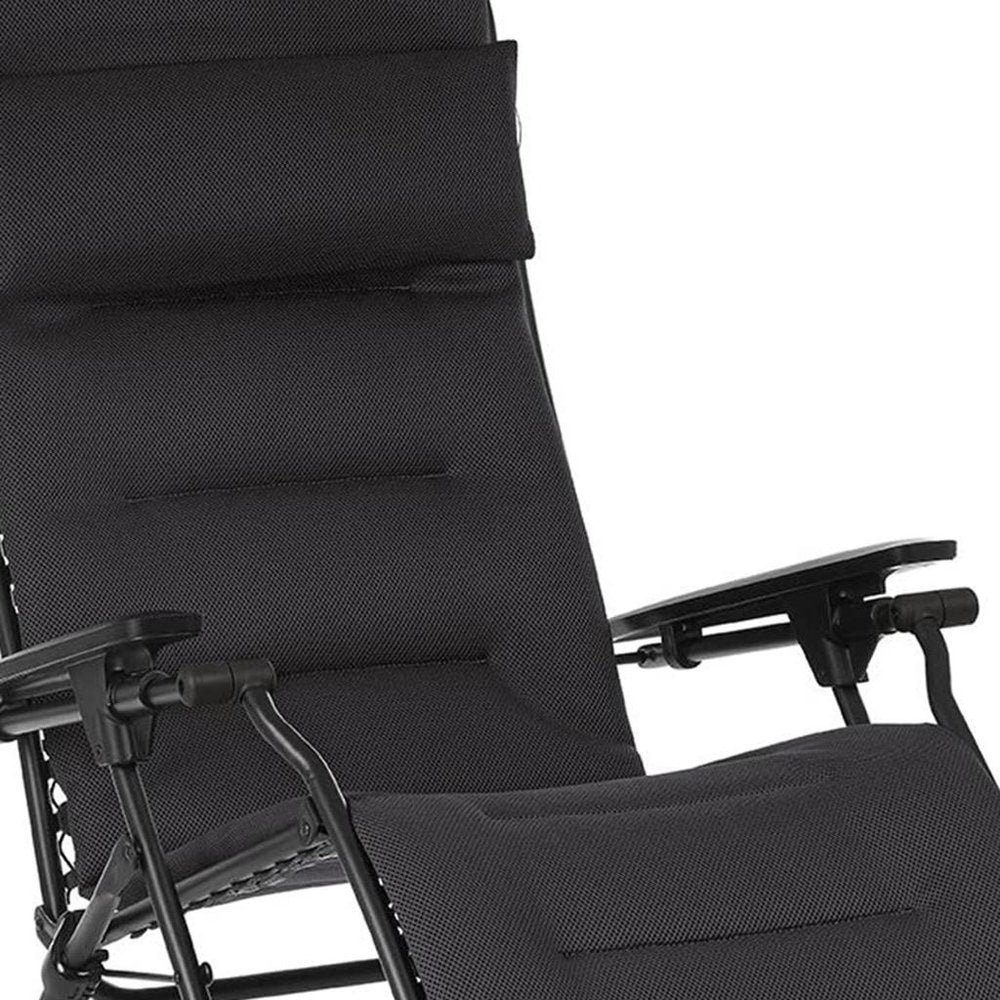 26" Gray Steel Outdoor Zero Gravity Chair with Gray Cushion