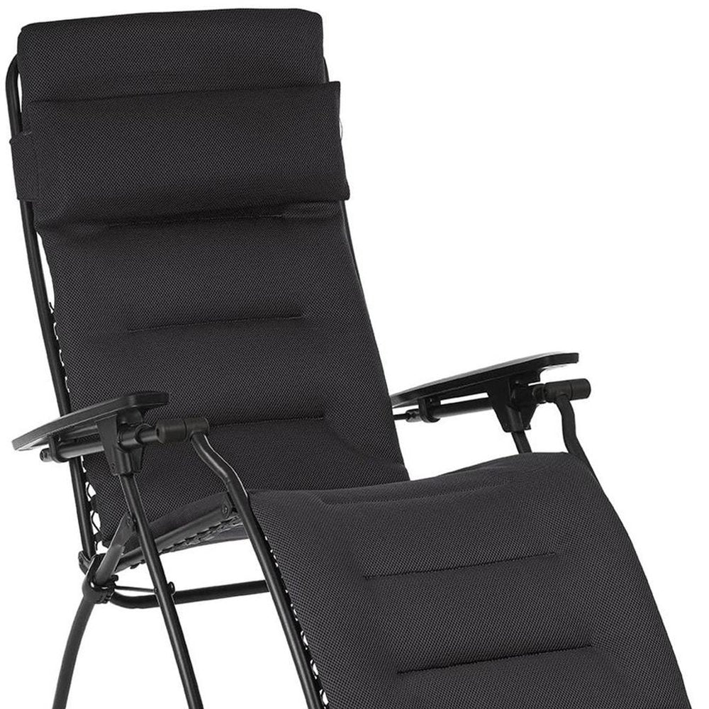 26" Gray Steel Outdoor Zero Gravity Chair with Gray Cushion