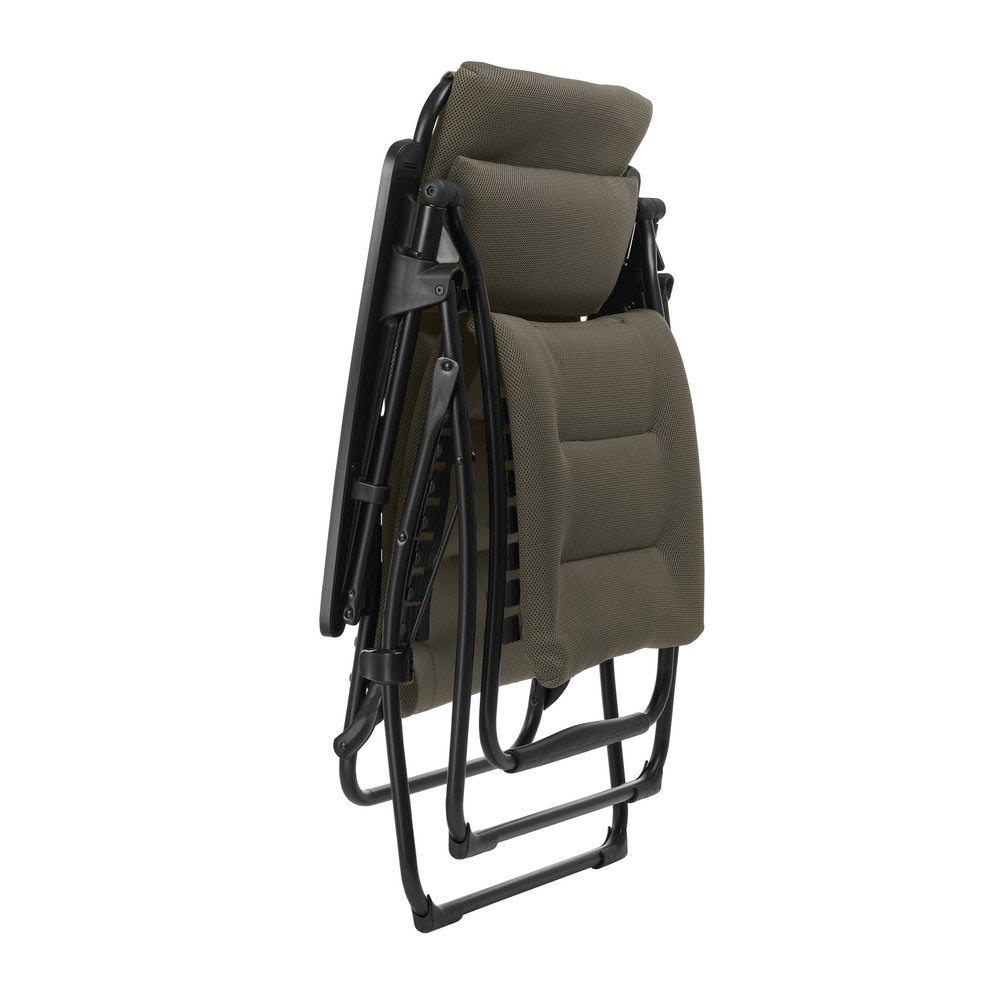 26" Gray Steel Outdoor Zero Gravity Chair with Gray Cushion