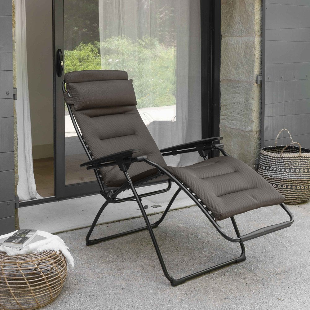 26" Gray Steel Outdoor Zero Gravity Chair with Gray Cushion