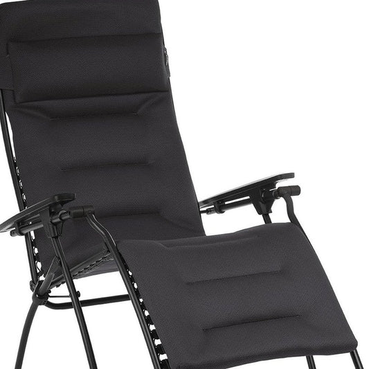 30" Gray Steel Outdoor Zero Gravity Chair with Gray Cushion