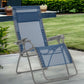 30" Light Gray and Chrome Steel Outdoor Zero Gravity Chair with Light Gray Cushion