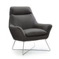 33" Gray and Silver Italian Leather Tufted Arm Chair