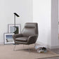 33" Gray and Silver Italian Leather Tufted Arm Chair