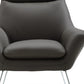 33" Gray and Silver Italian Leather Tufted Arm Chair