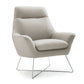 33" Light Gray and Silver Italian Leather Tufted Arm Chair