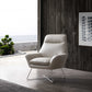 33" Light Gray and Silver Italian Leather Tufted Arm Chair