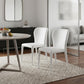 Set of Two White Upholstered Faux Leather Dining Side Chairs