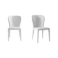 Set of Two White Upholstered Faux Leather Dining Side Chairs