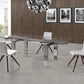 63" Clear and Silver Glass and Stainless Steel Self-Storing Leaf Dining Table
