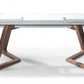63" Clear and Brown Glass and Solid Wood Self-Storing Leaf Dining Table