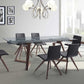 63" Clear and Brown Glass and Solid Wood Self-Storing Leaf Dining Table