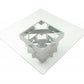 59" Clear And Gray Square Glass And Solid Wood Pedestal Base Dining Table